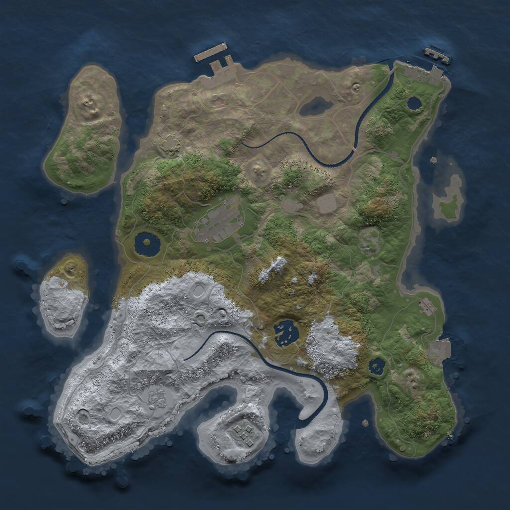 Rust Map: Procedural Map, Size: 3000, Seed: 256605975, 8 Monuments