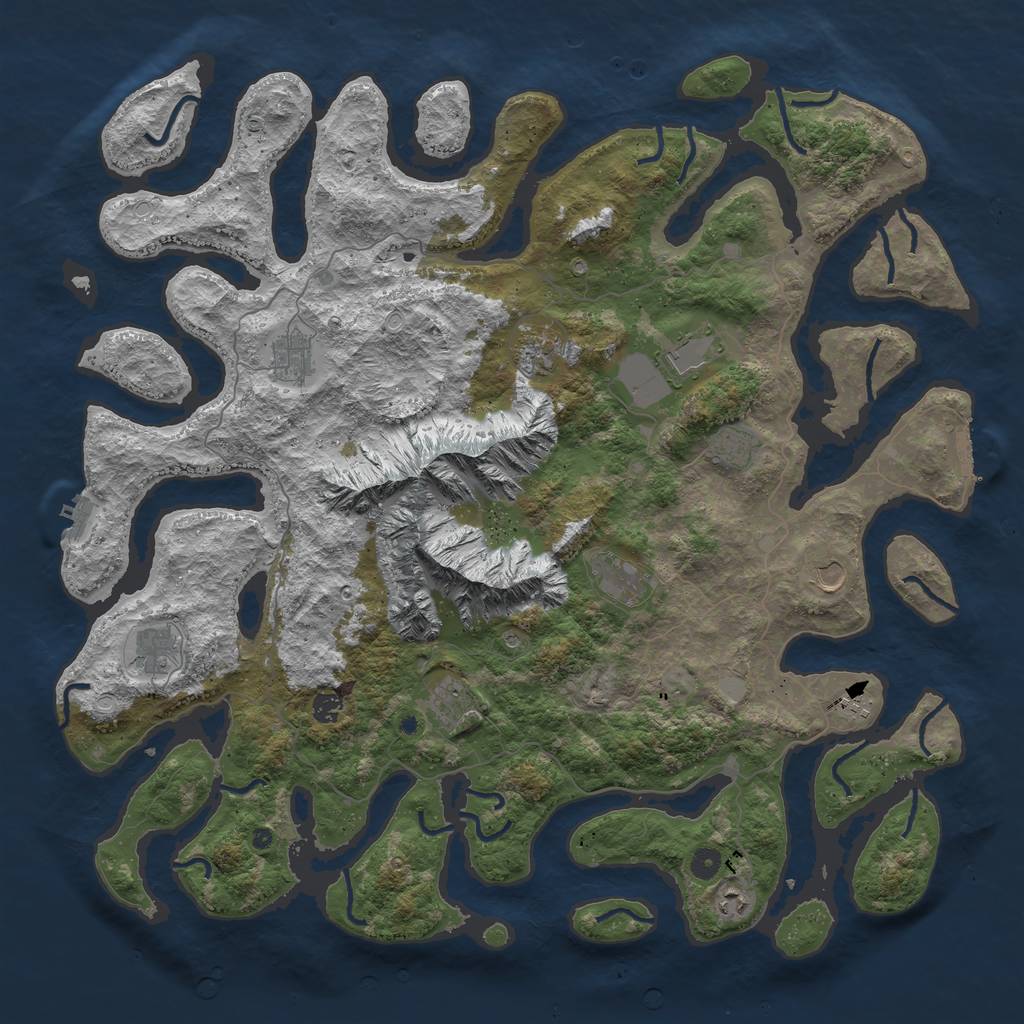 Rust Map: Procedural Map, Size: 5000, Seed: 46464646, 19 Monuments