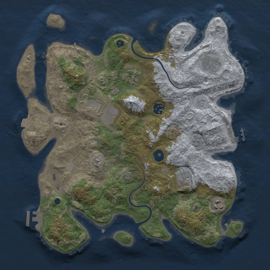 Rust Map: Procedural Map, Size: 3600, Seed: 568916343, 13 Monuments