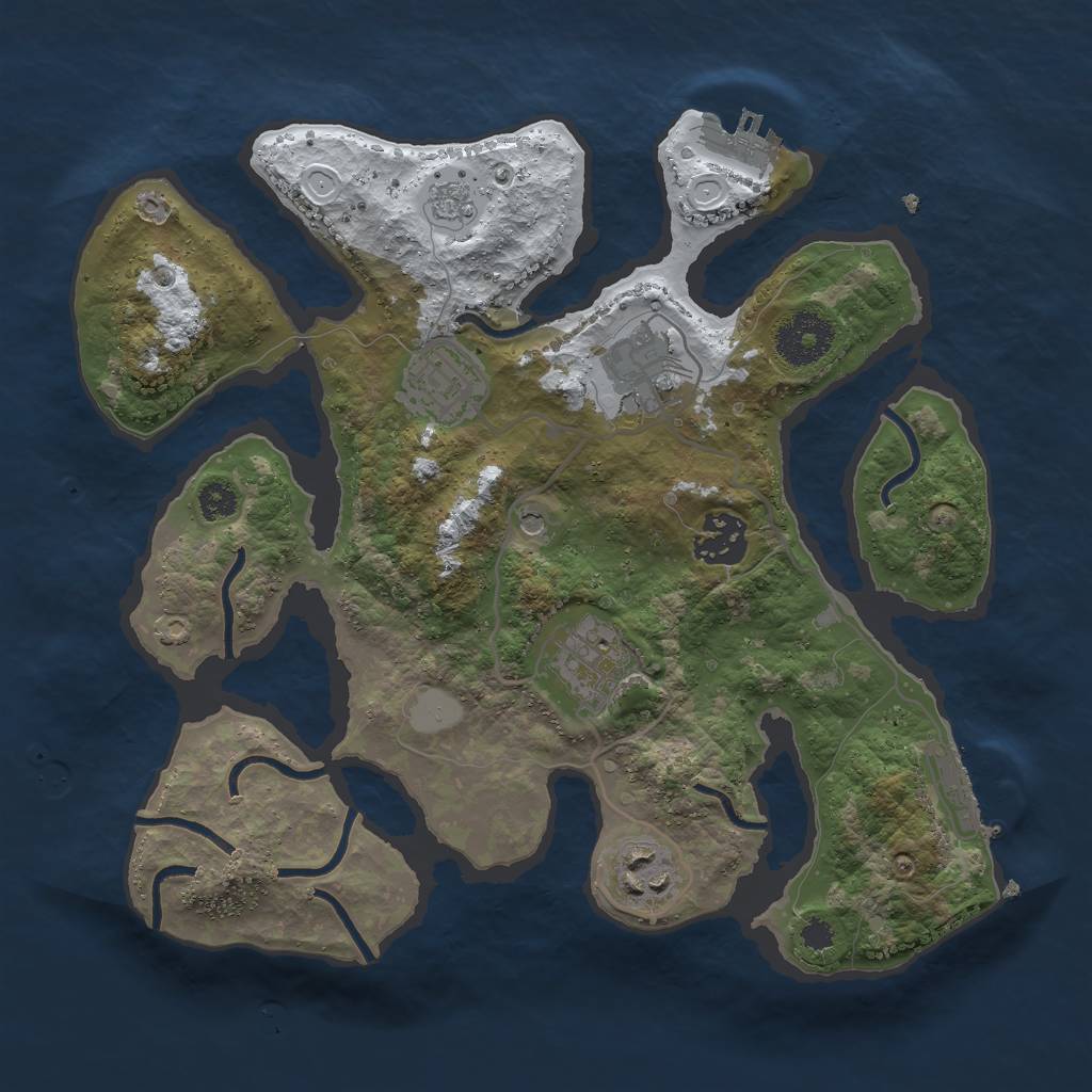Rust Map: Procedural Map, Size: 3000, Seed: 38377, 14 Monuments