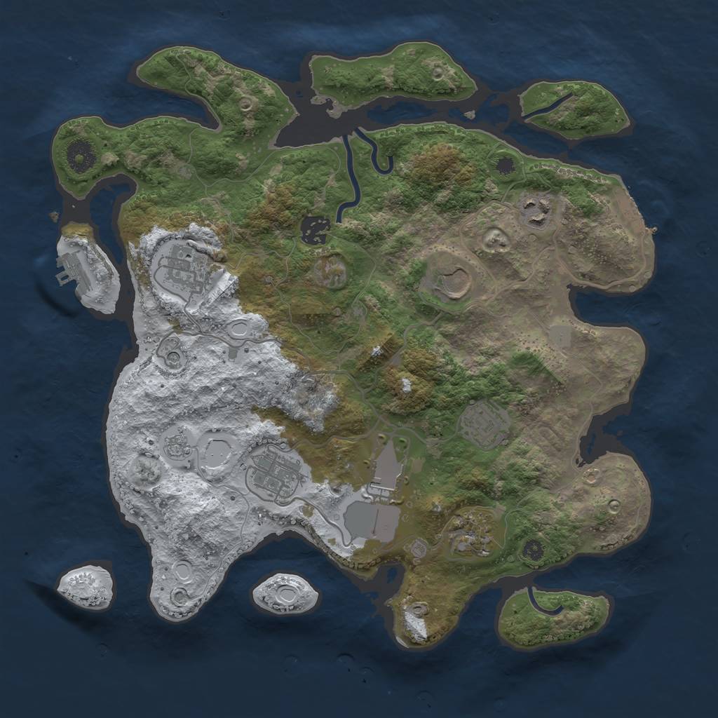 Rust Map: Procedural Map, Size: 3500, Seed: 1889076383, 17 Monuments