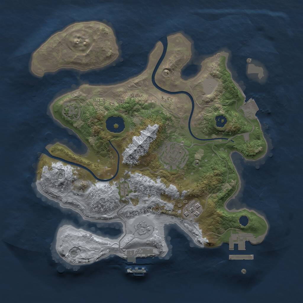 Rust Map: Procedural Map, Size: 2500, Seed: 12453, 7 Monuments
