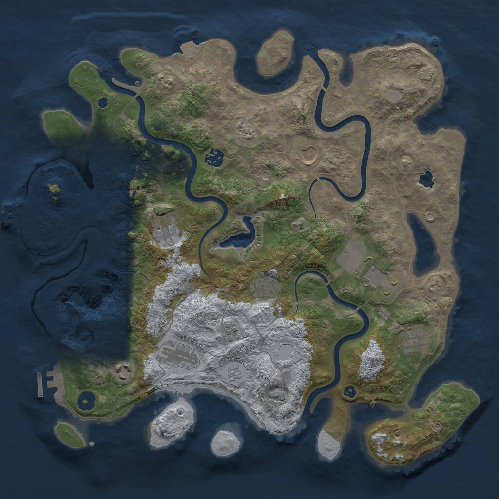 Rust Map: Procedural Map, Size: 4050, Seed: 829437991, 15 Monuments