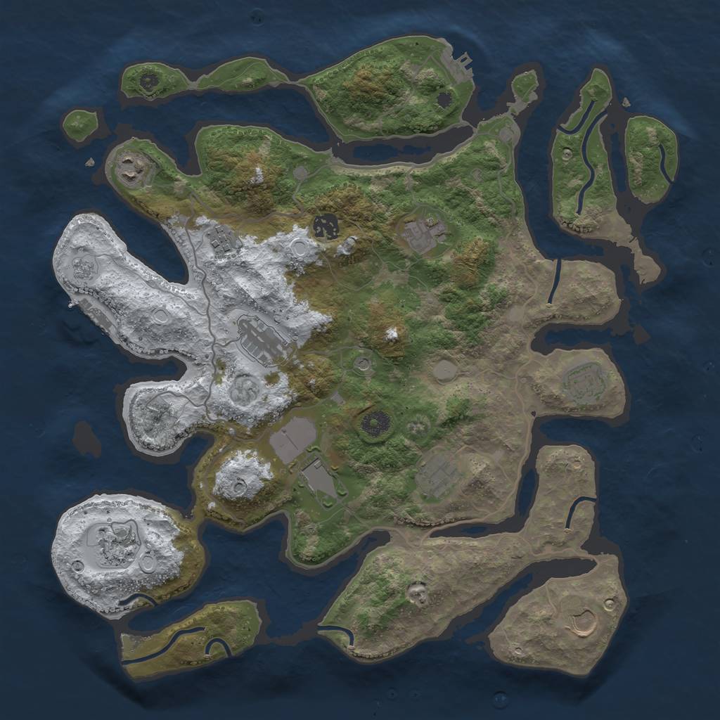 Rust Map: Procedural Map, Size: 4000, Seed: 1724347235, 19 Monuments