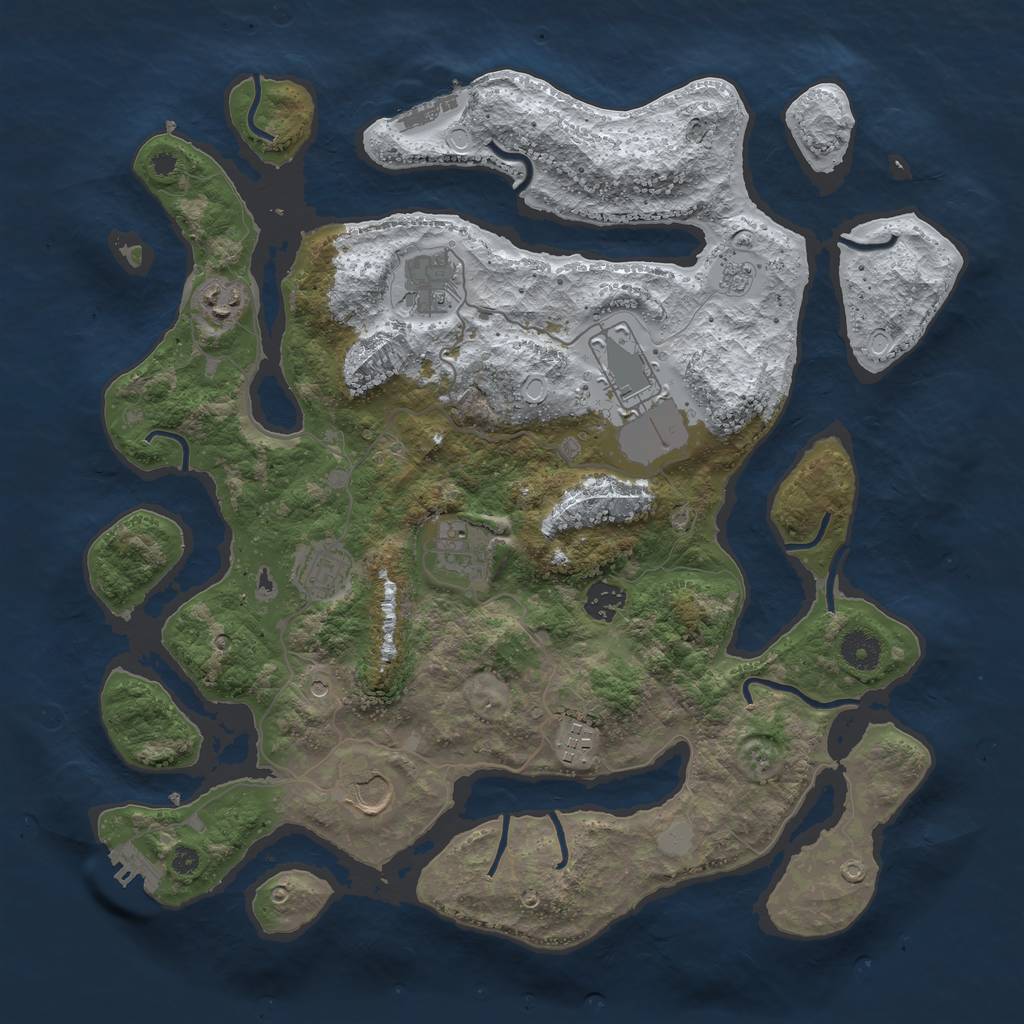 Rust Map: Procedural Map, Size: 3886, Seed: 13825, 17 Monuments