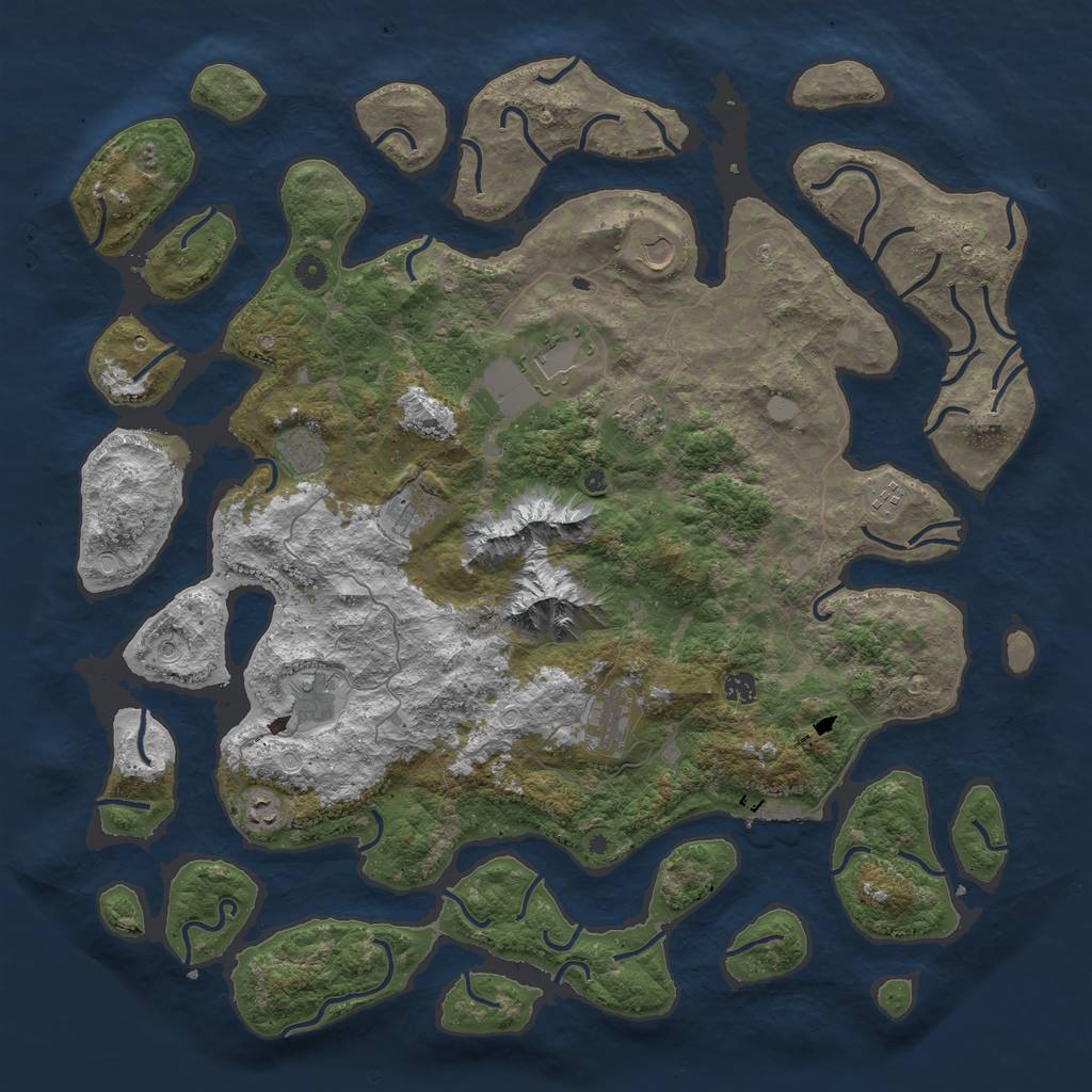 Rust Map: Procedural Map, Size: 5000, Seed: 2013, 17 Monuments