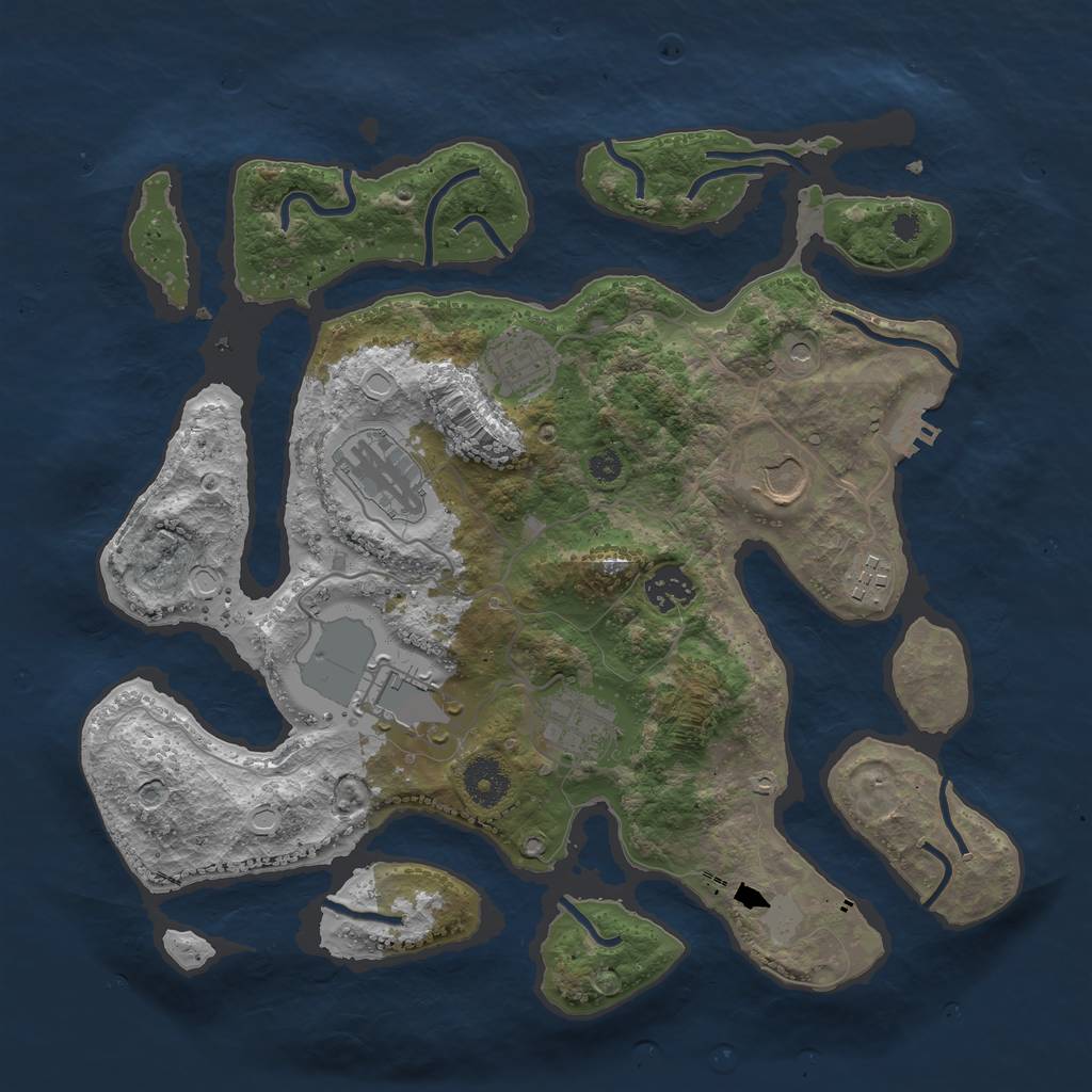 Rust Map: Procedural Map, Size: 3500, Seed: 73691, 14 Monuments