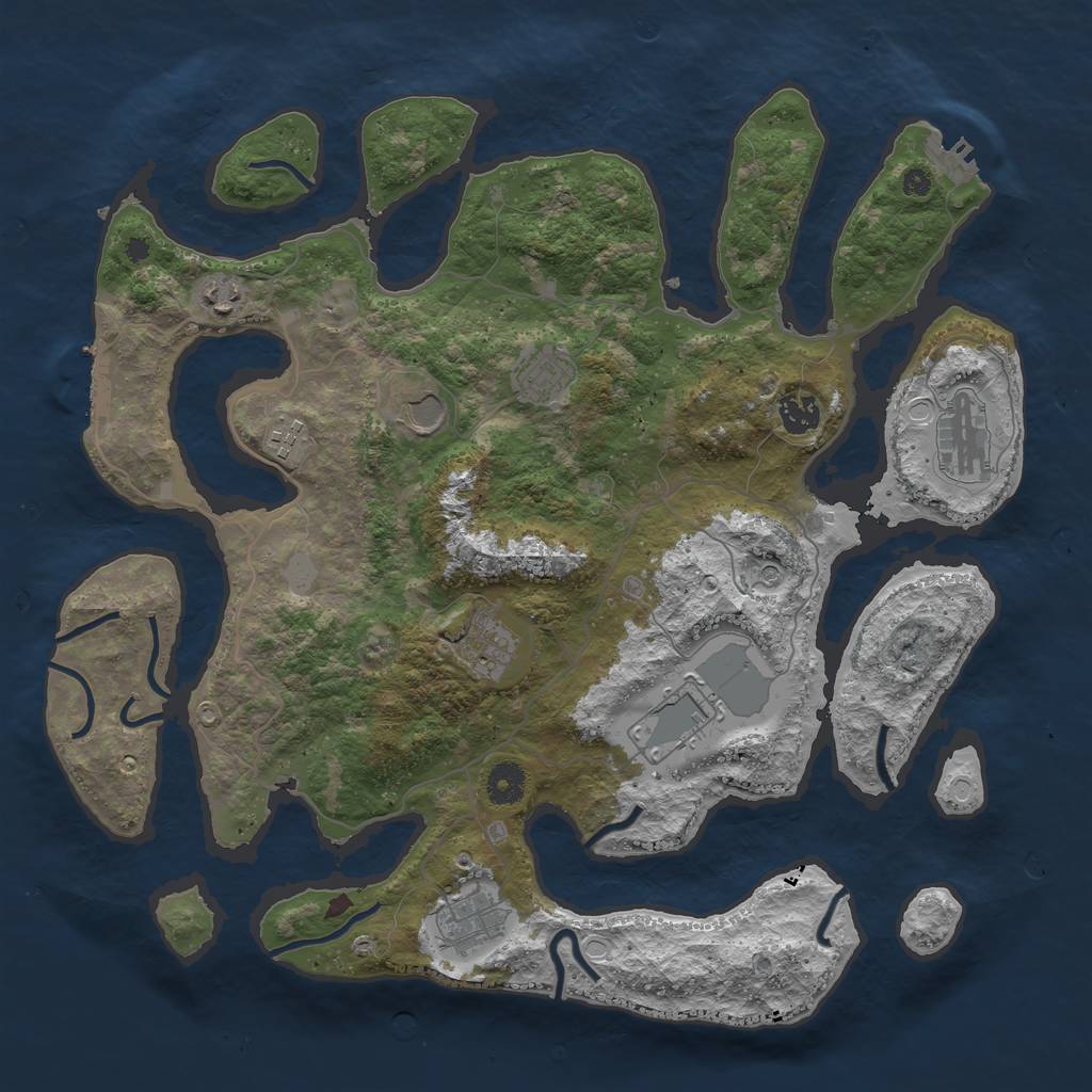 Rust Map: Procedural Map, Size: 4000, Seed: 11070402, 17 Monuments