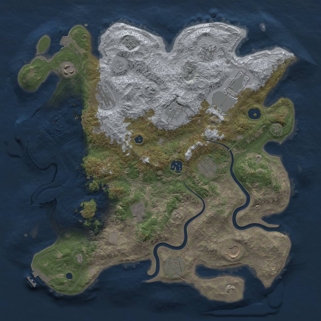 Rust Map: Procedural Map, Size: 3950, Seed: 681893206, 17 Monuments
