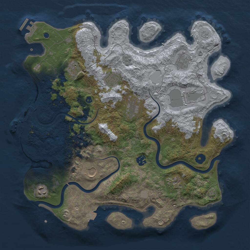 Rust Map: Procedural Map, Size: 3750, Seed: 255767566, 16 Monuments