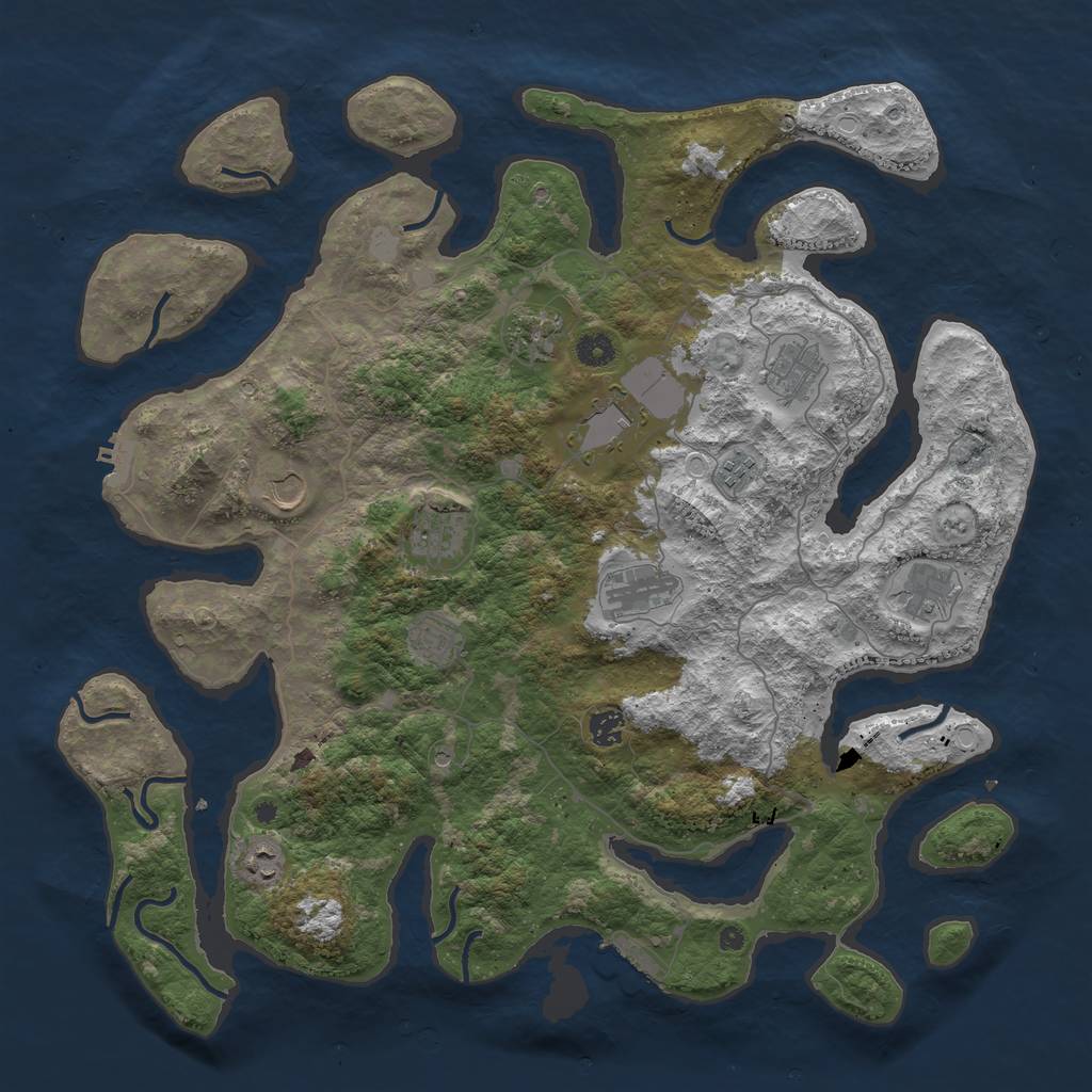 Rust Map: Procedural Map, Size: 4500, Seed: 214855450, 19 Monuments