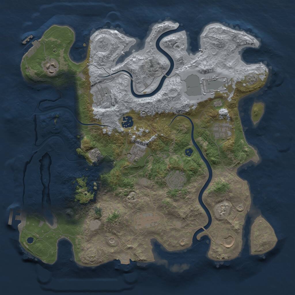 Rust Map: Procedural Map, Size: 3700, Seed: 1172508, 16 Monuments