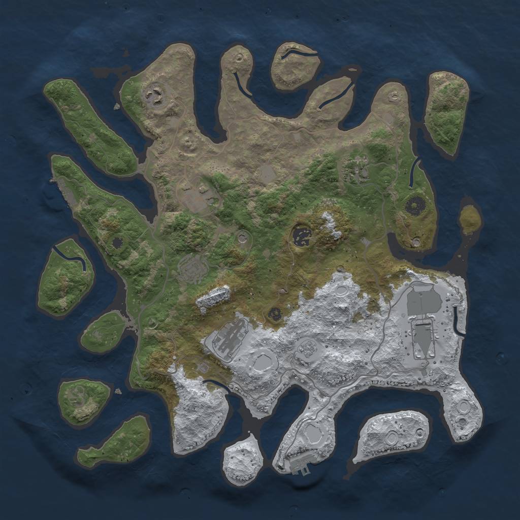 Rust Map: Procedural Map, Size: 4000, Seed: 501473702, 16 Monuments