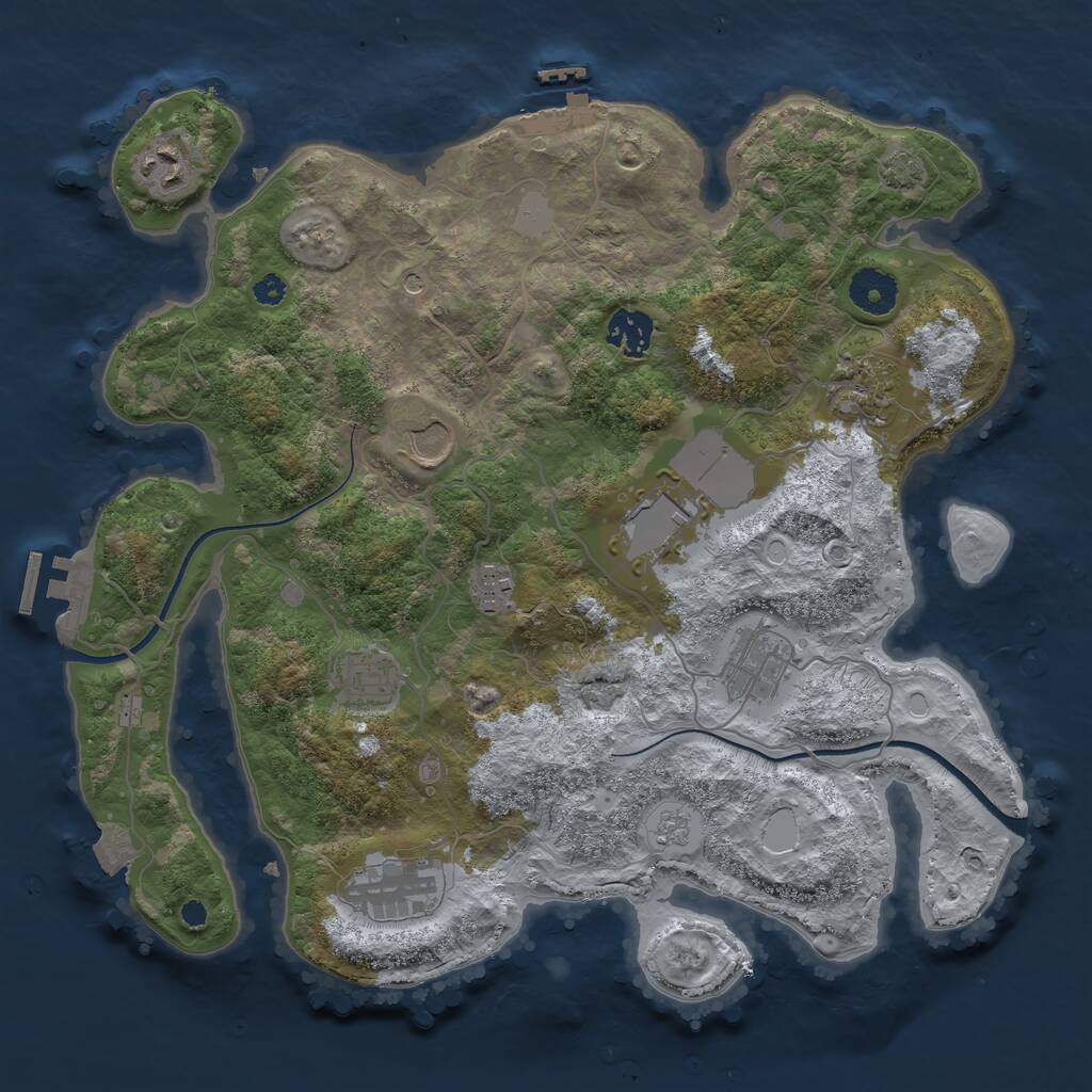 Rust Map: Procedural Map, Size: 3500, Seed: 1615620521, 15 Monuments