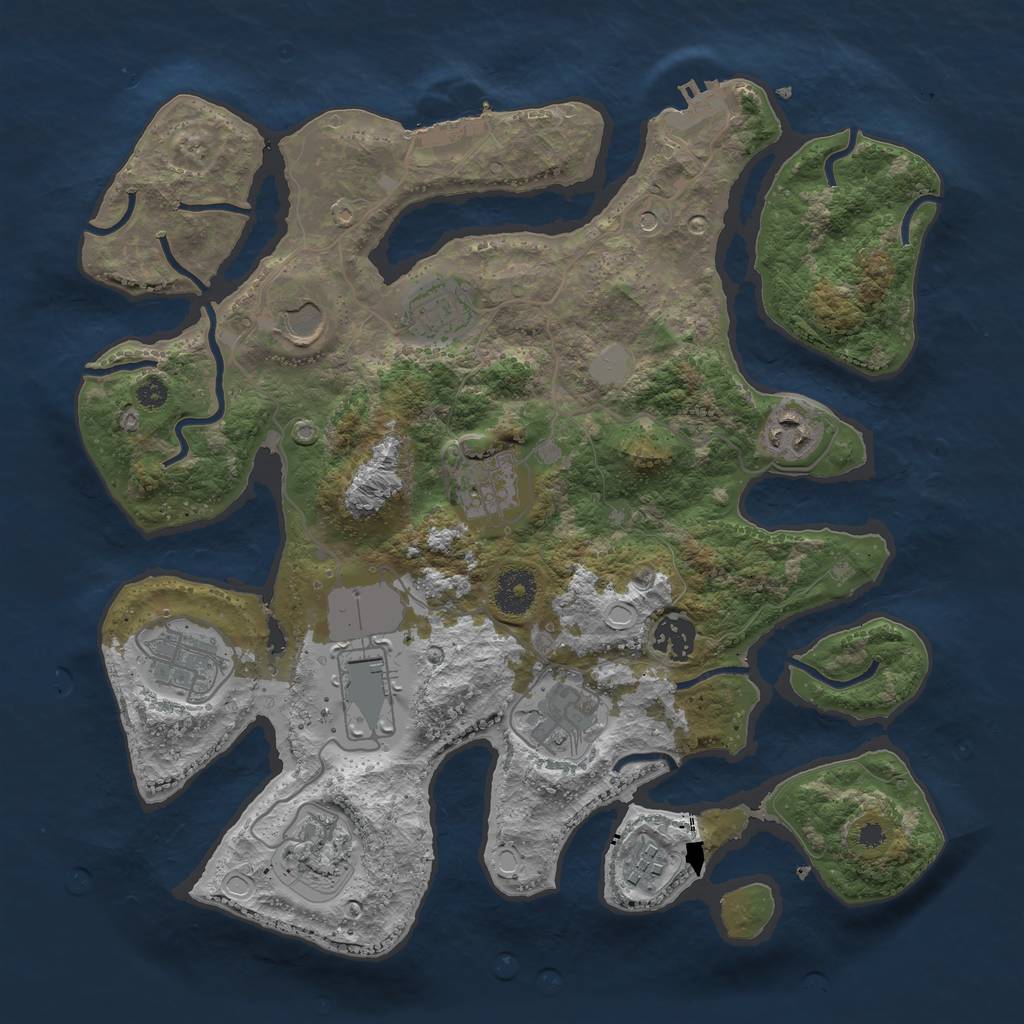 Rust Map: Procedural Map, Size: 3500, Seed: 25650670, 18 Monuments