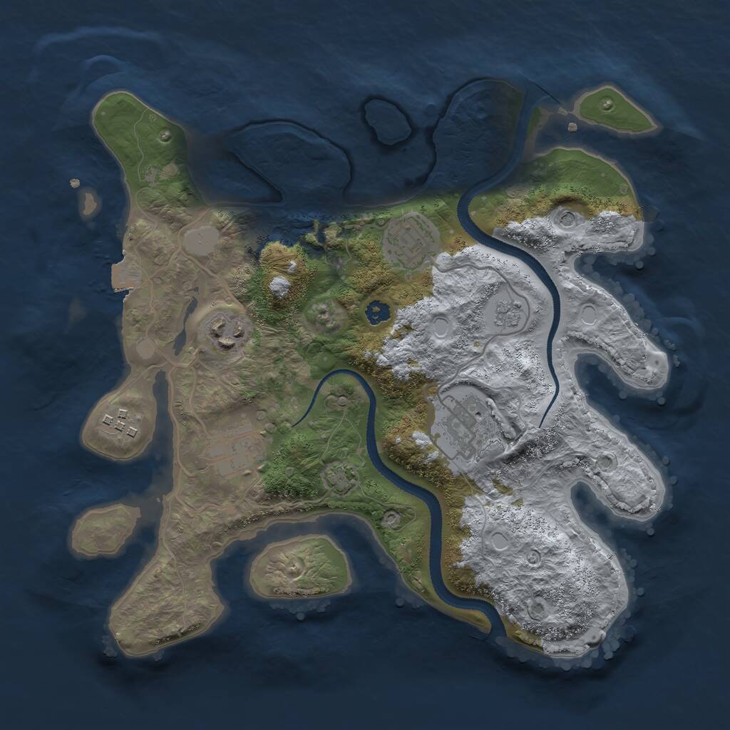 Rust Map: Procedural Map, Size: 3000, Seed: 9221969, 9 Monuments