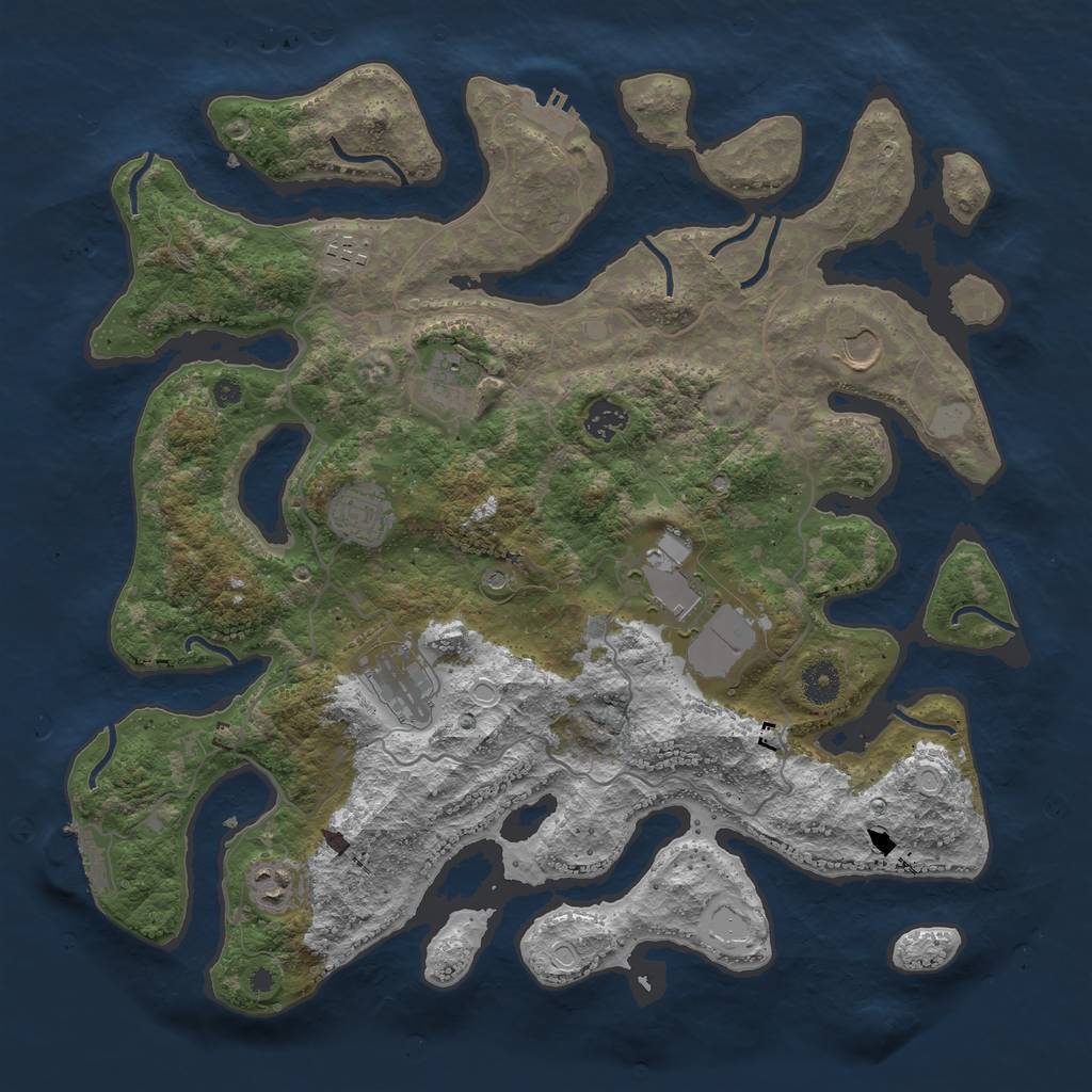 Rust Map: Procedural Map, Size: 4000, Seed: 420000, 16 Monuments