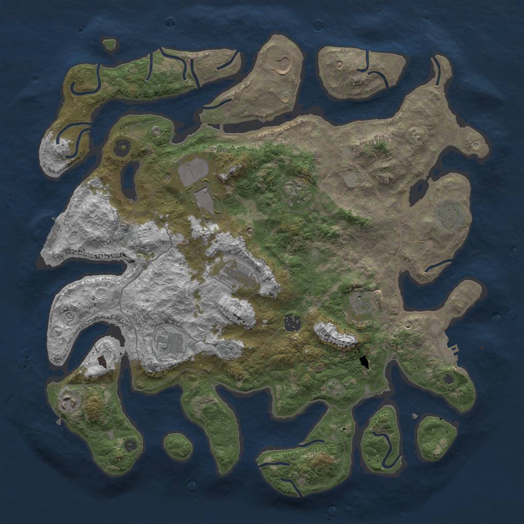 Rust Map: Procedural Map, Size: 4500, Seed: 1264385, 18 Monuments