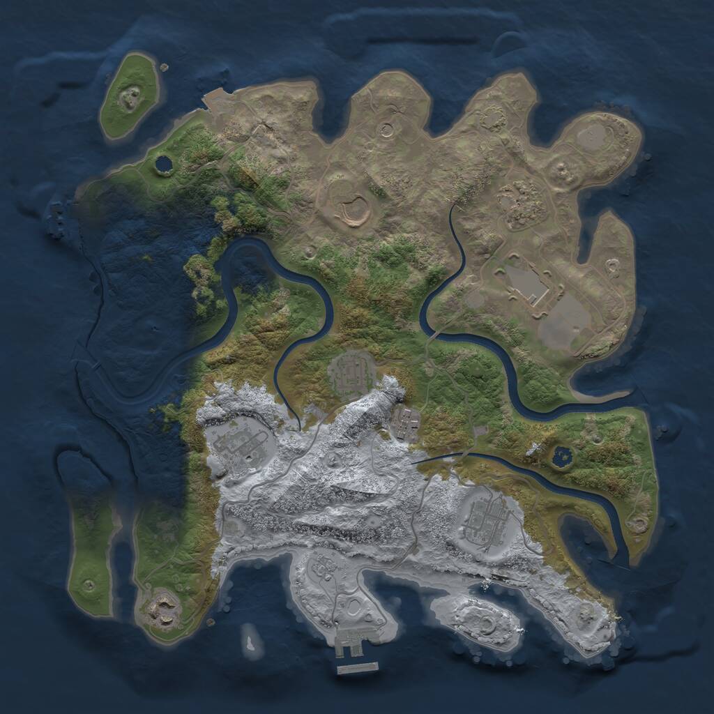 Rust Map: Procedural Map, Size: 3500, Seed: 1993912118, 14 Monuments