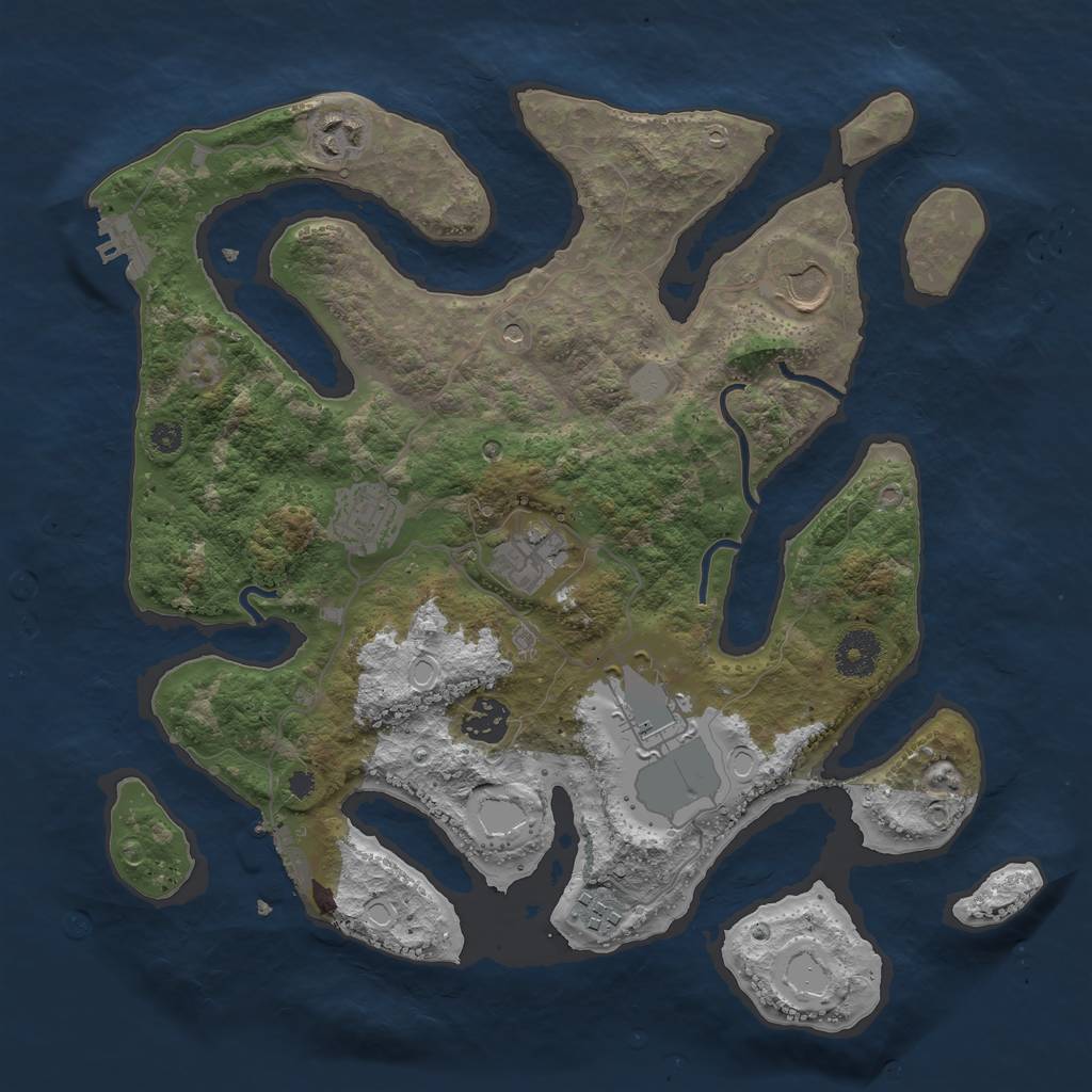 Rust Map: Procedural Map, Size: 3500, Seed: 1383754713, 15 Monuments
