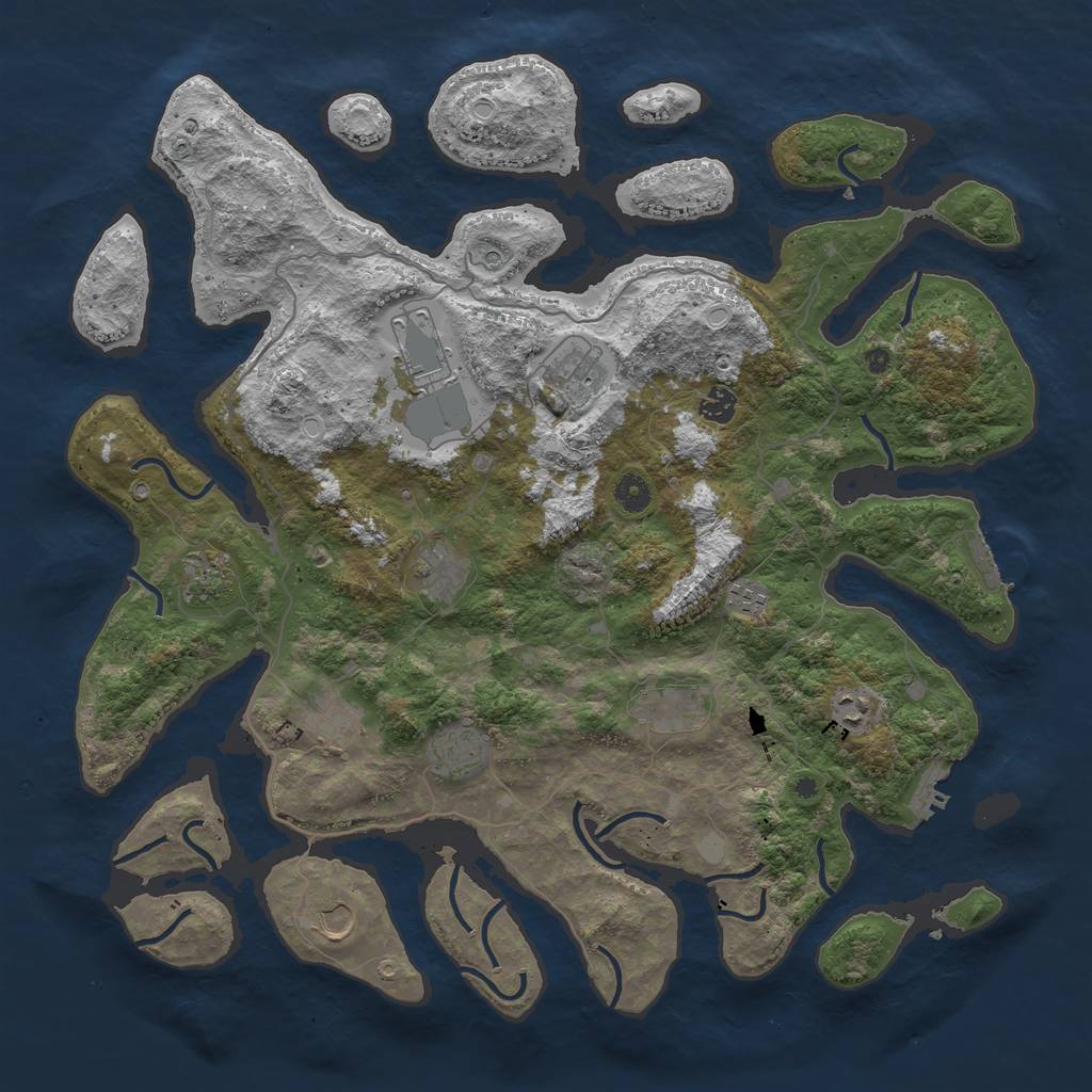 Rust Map: Procedural Map, Size: 4500, Seed: 5018, 19 Monuments