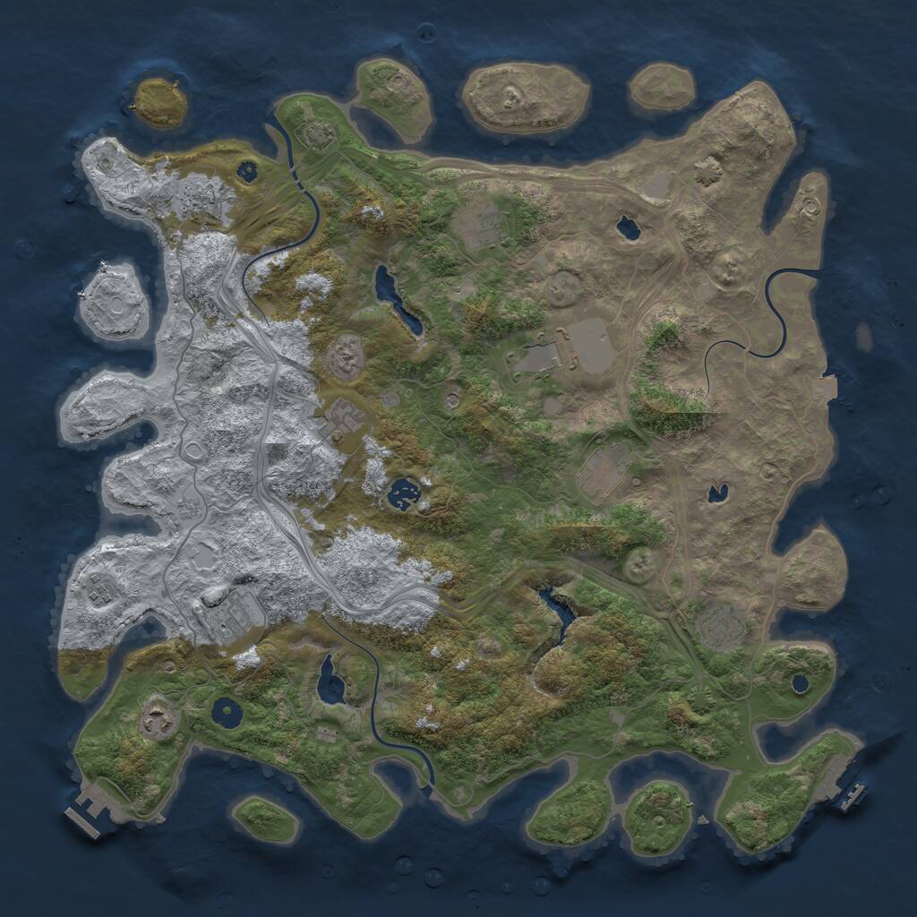 Rust Map: Procedural Map, Size: 4500, Seed: 4309, 16 Monuments