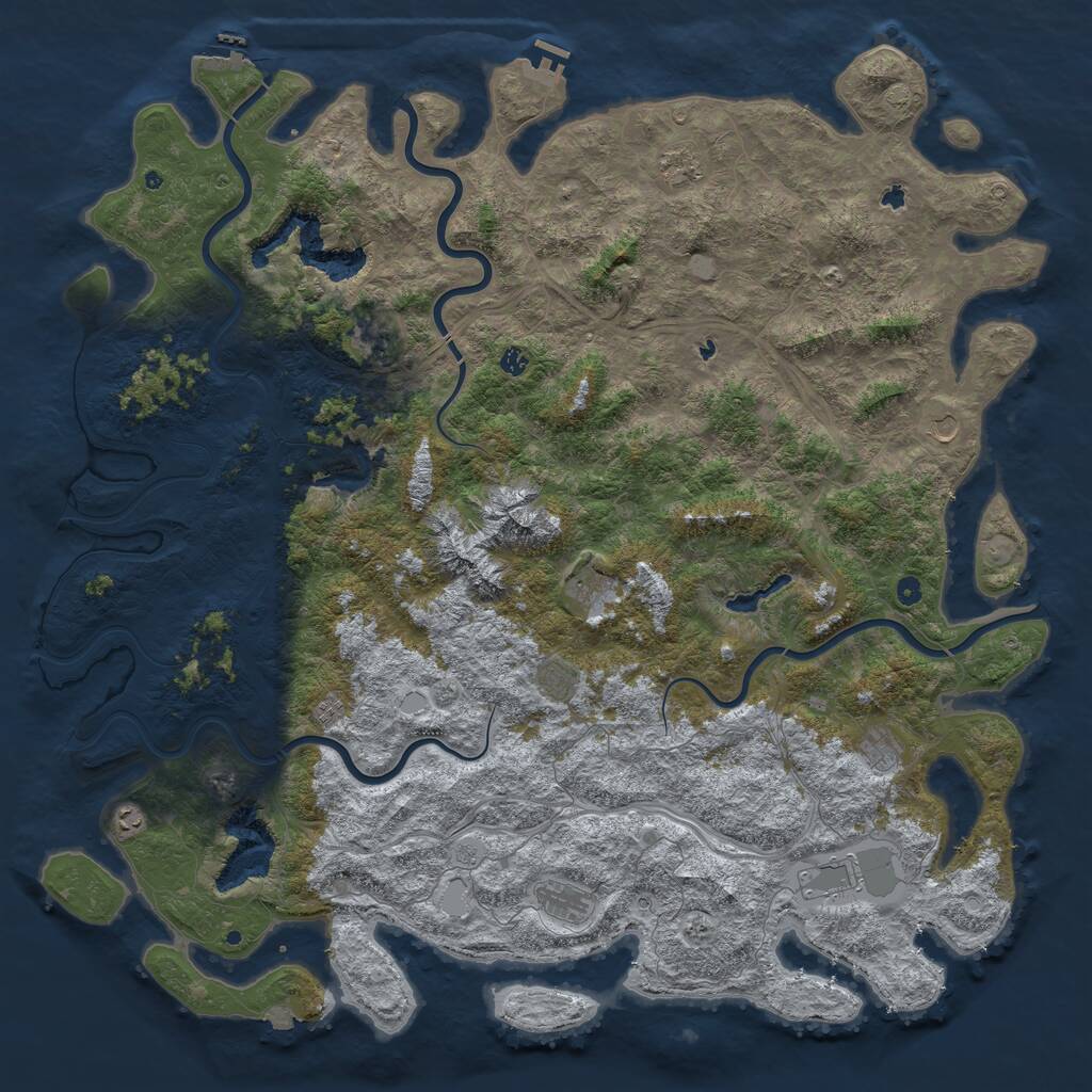 Rust Map: Procedural Map, Size: 6000, Seed: 58008, 17 Monuments