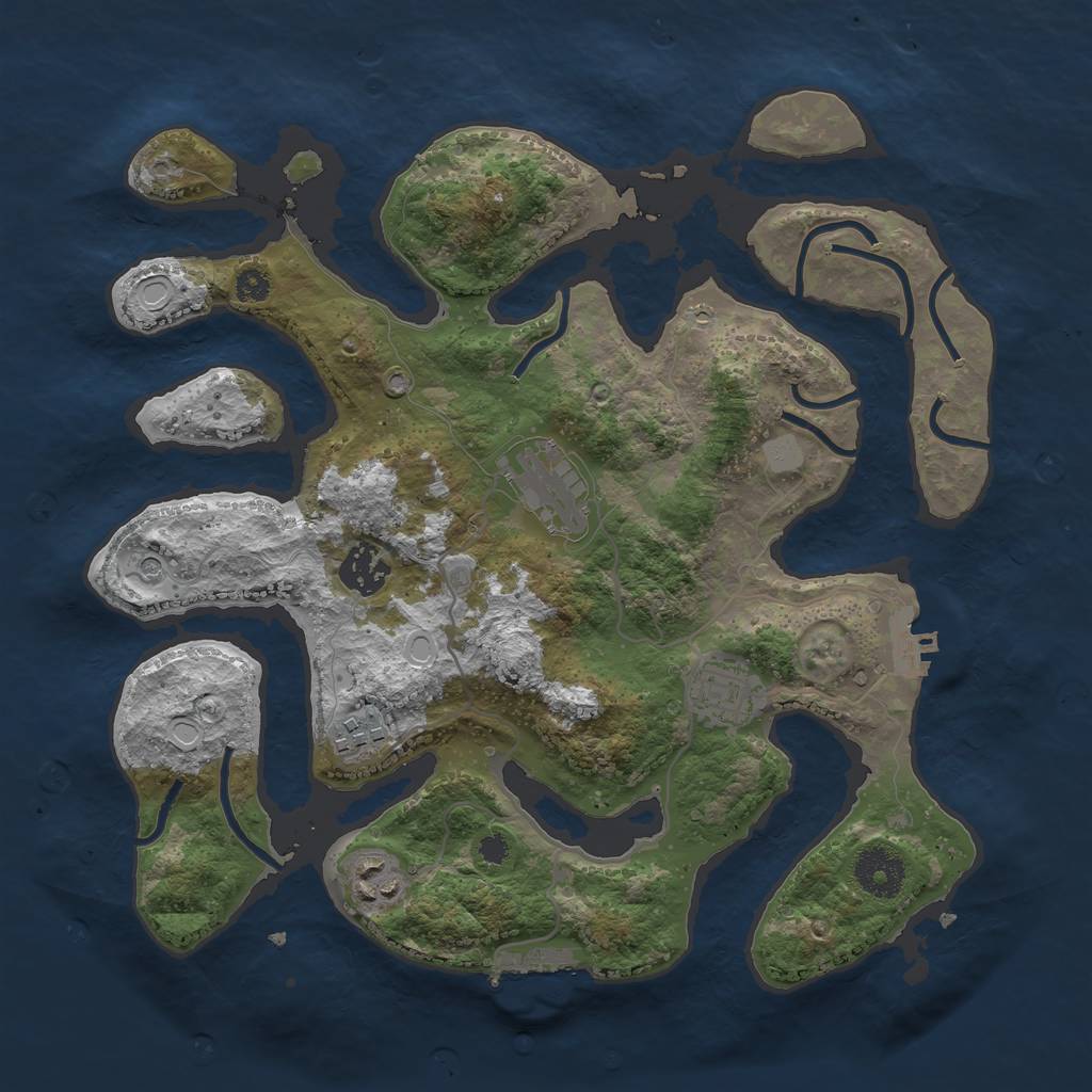 Rust Map: Procedural Map, Size: 3300, Seed: 123456, 13 Monuments