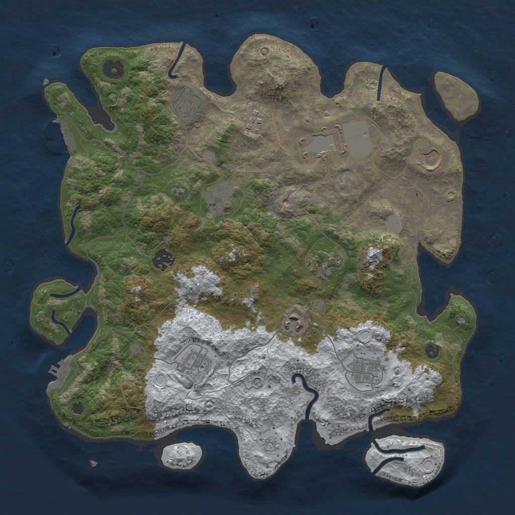 Rust Map: Procedural Map, Size: 3750, Seed: 1265655659, 19 Monuments