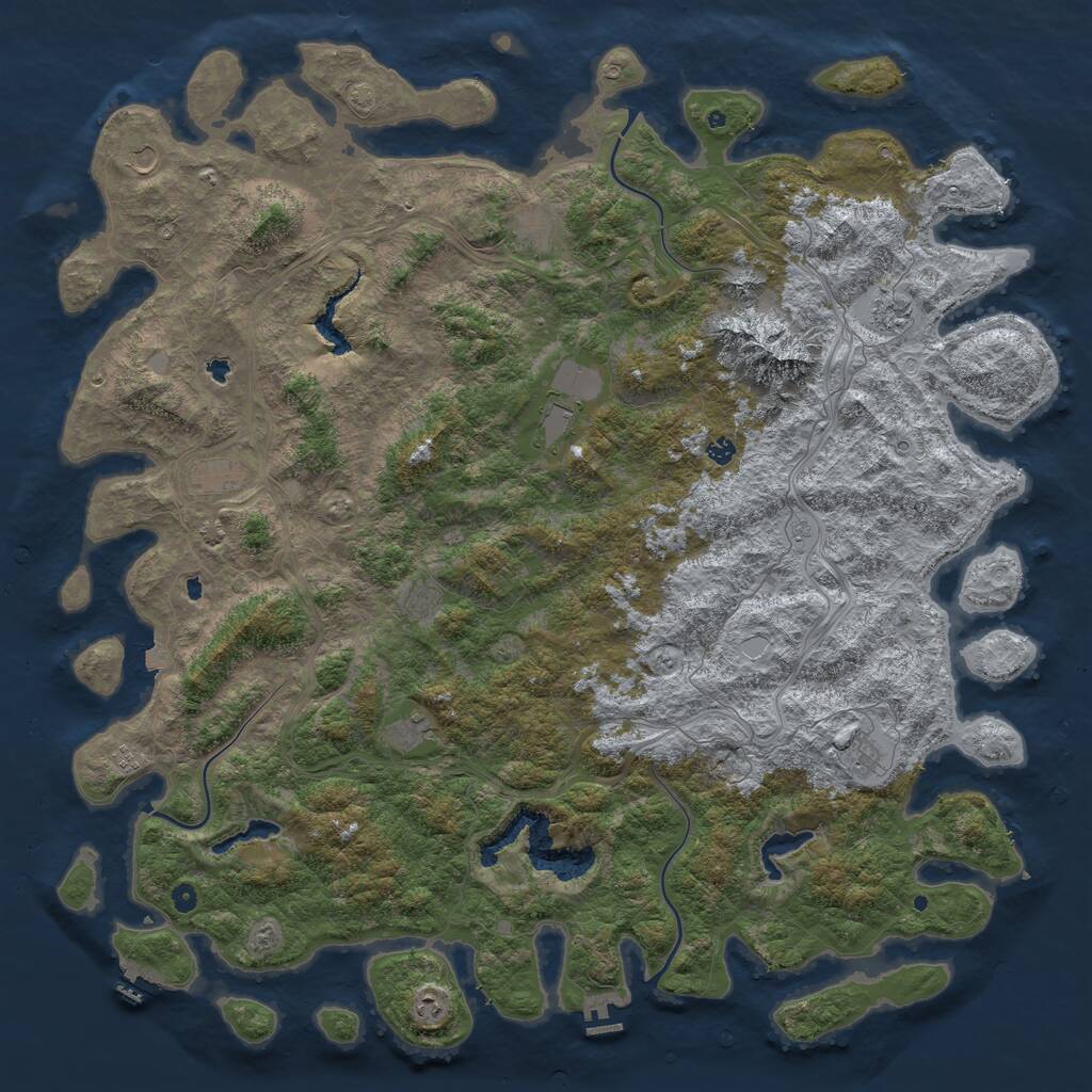 Rust Map: Procedural Map, Size: 6000, Seed: 766778250, 17 Monuments
