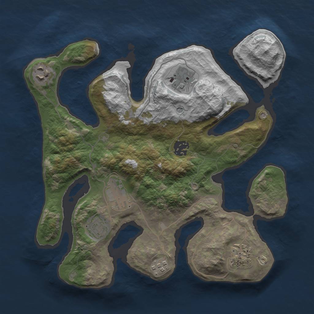 Rust Map: Barren, Size: 3000, Seed: 1166905637, 10 Monuments