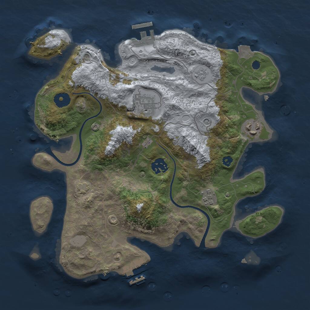 Rust Map: Procedural Map, Size: 3000, Seed: 1313410439, 10 Monuments
