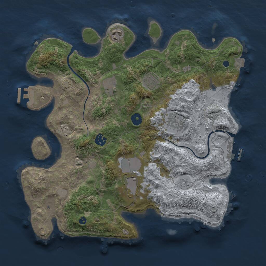 Rust Map: Procedural Map, Size: 3500, Seed: 32535, 13 Monuments