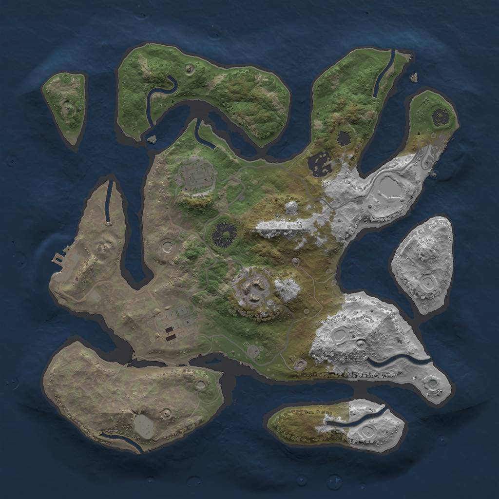 Rust Map: Procedural Map, Size: 3000, Seed: 2685, 12 Monuments