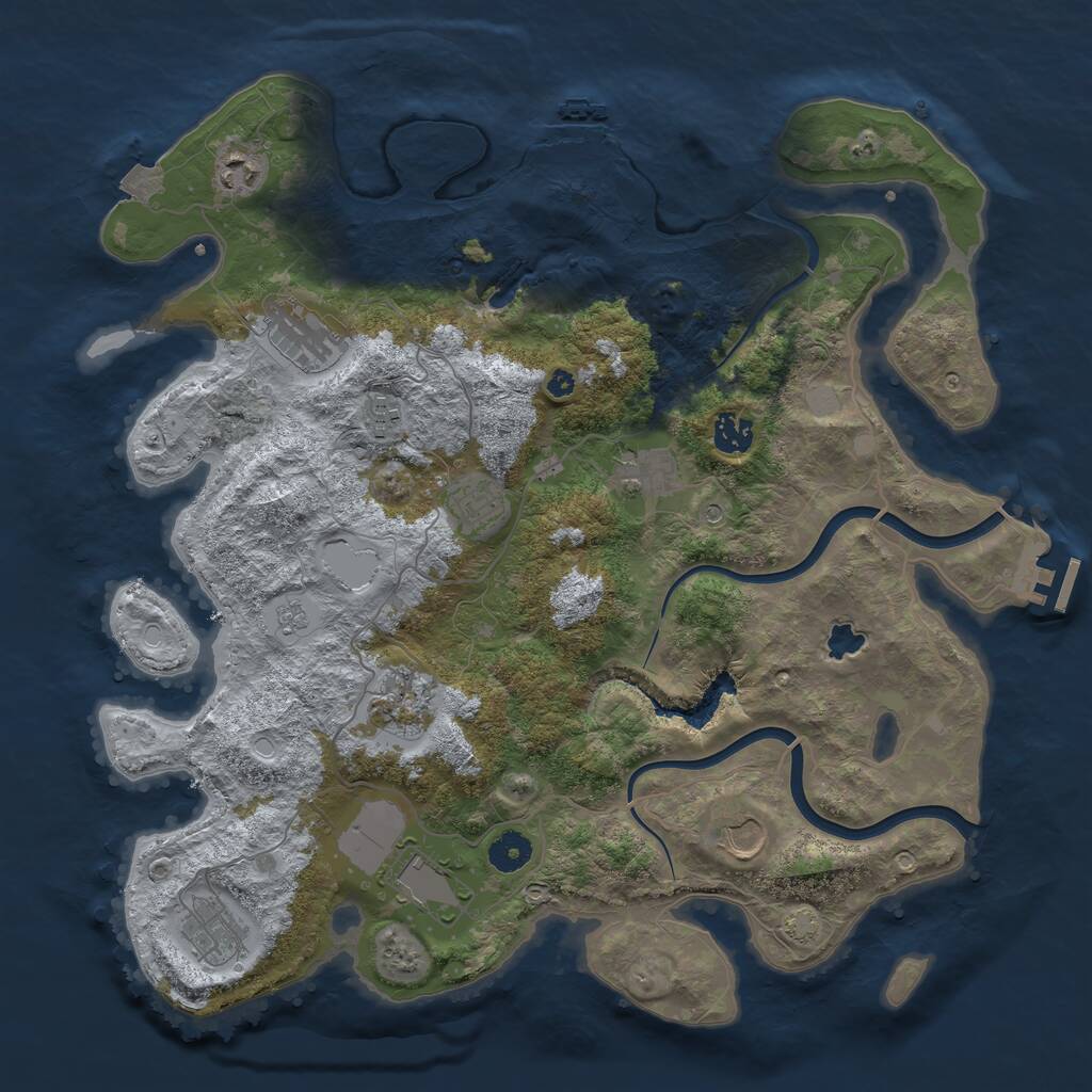 Rust Map: Procedural Map, Size: 4000, Seed: 563846, 16 Monuments