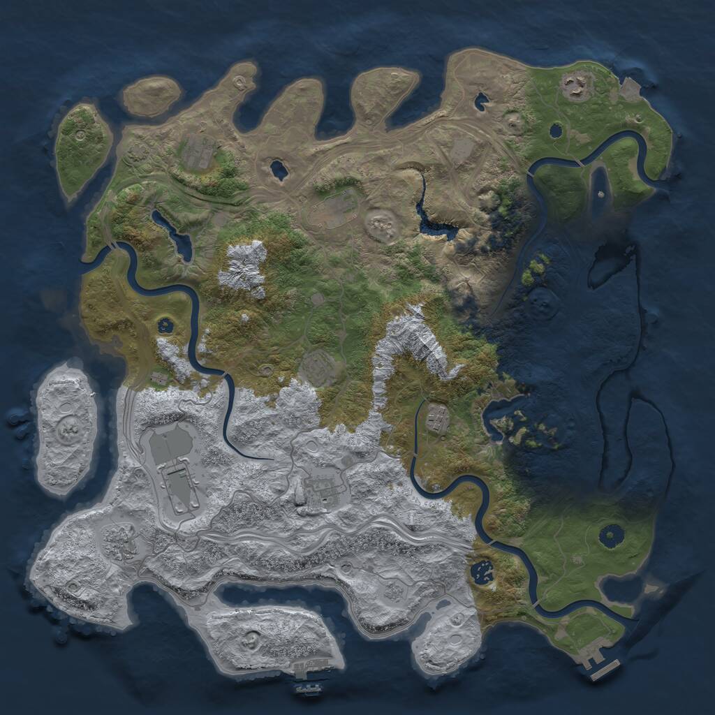 Rust Map: Procedural Map, Size: 4500, Seed: 4036195, 15 Monuments