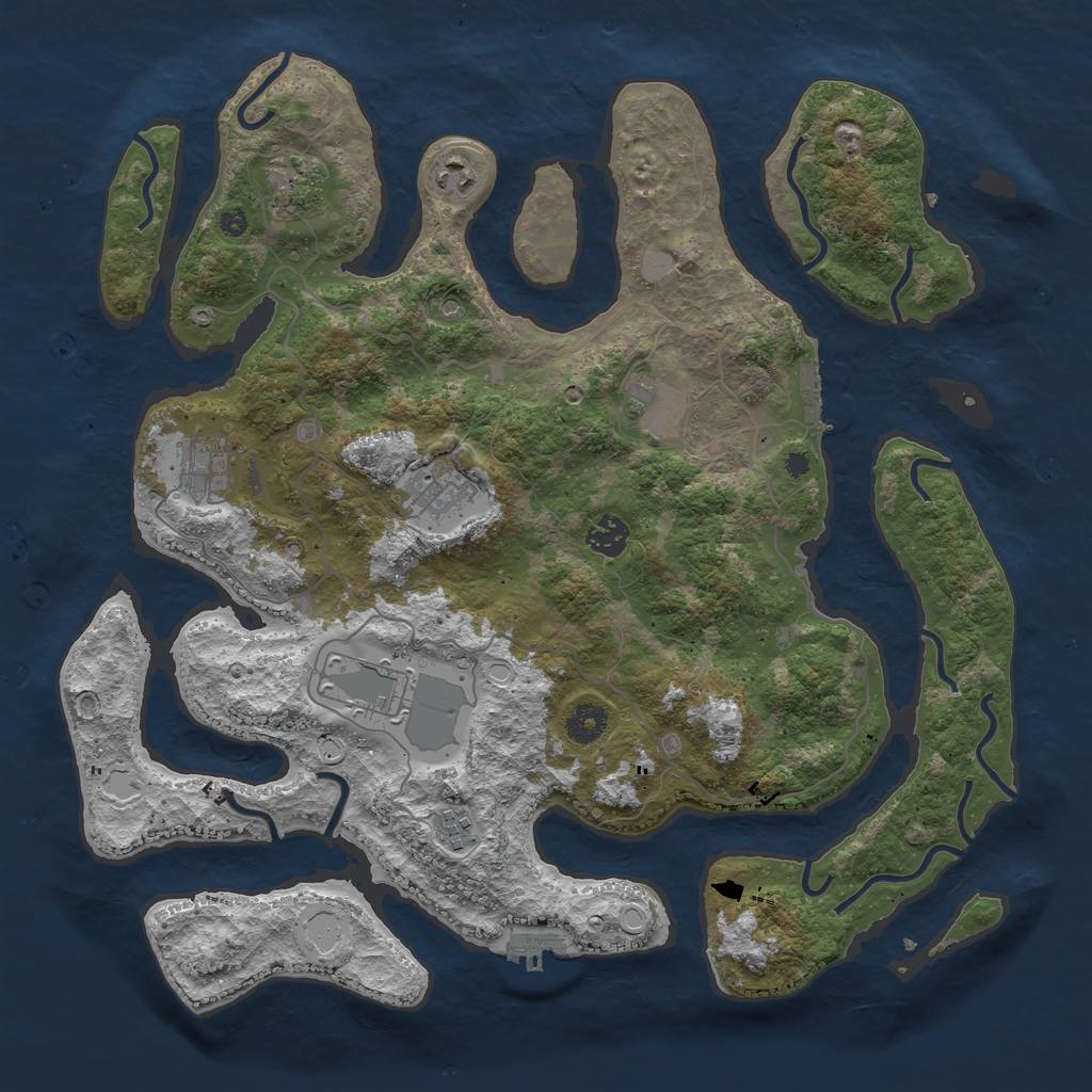 Rust Map: Procedural Map, Size: 4000, Seed: 3580, 16 Monuments