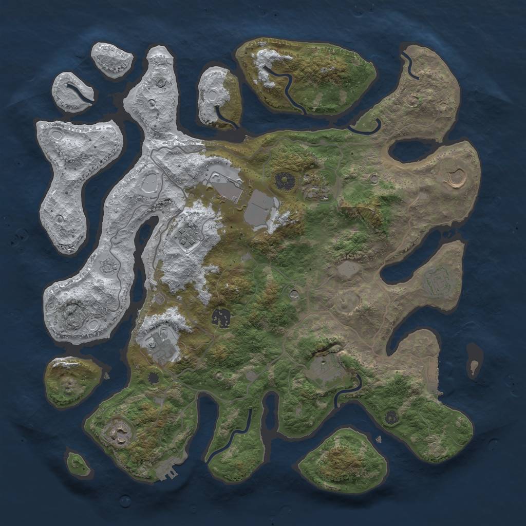 Rust Map: Procedural Map, Size: 4000, Seed: 1324141002, 18 Monuments