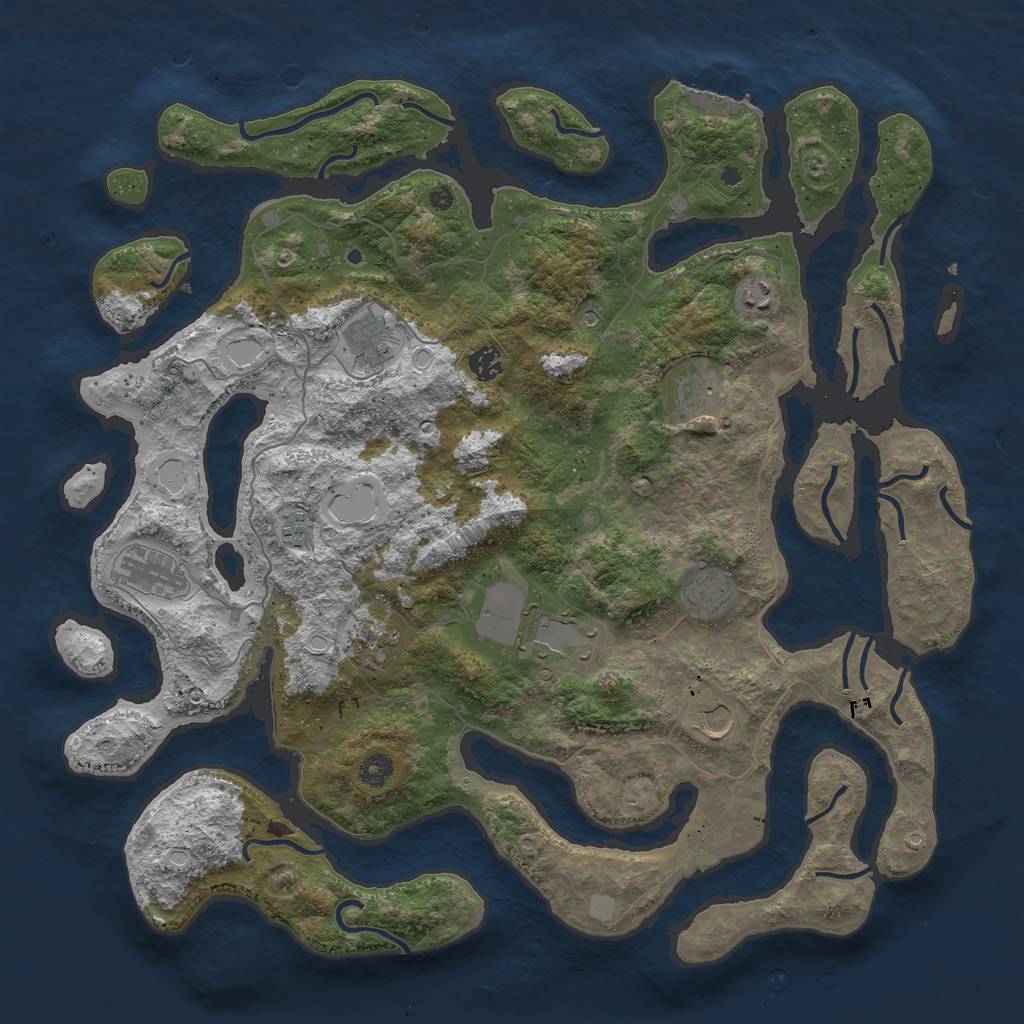 Rust Map: Procedural Map, Size: 4476, Seed: 4029, 17 Monuments