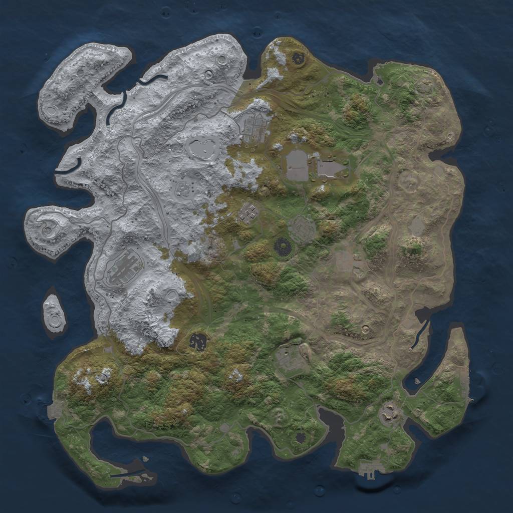 Rust Map: Procedural Map, Size: 4250, Seed: 1189067821, 17 Monuments