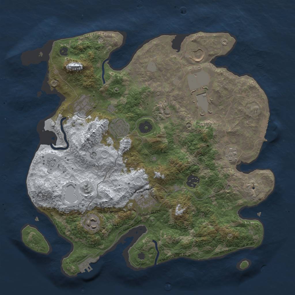 Rust Map: Procedural Map, Size: 3510, Seed: 2934363, 18 Monuments
