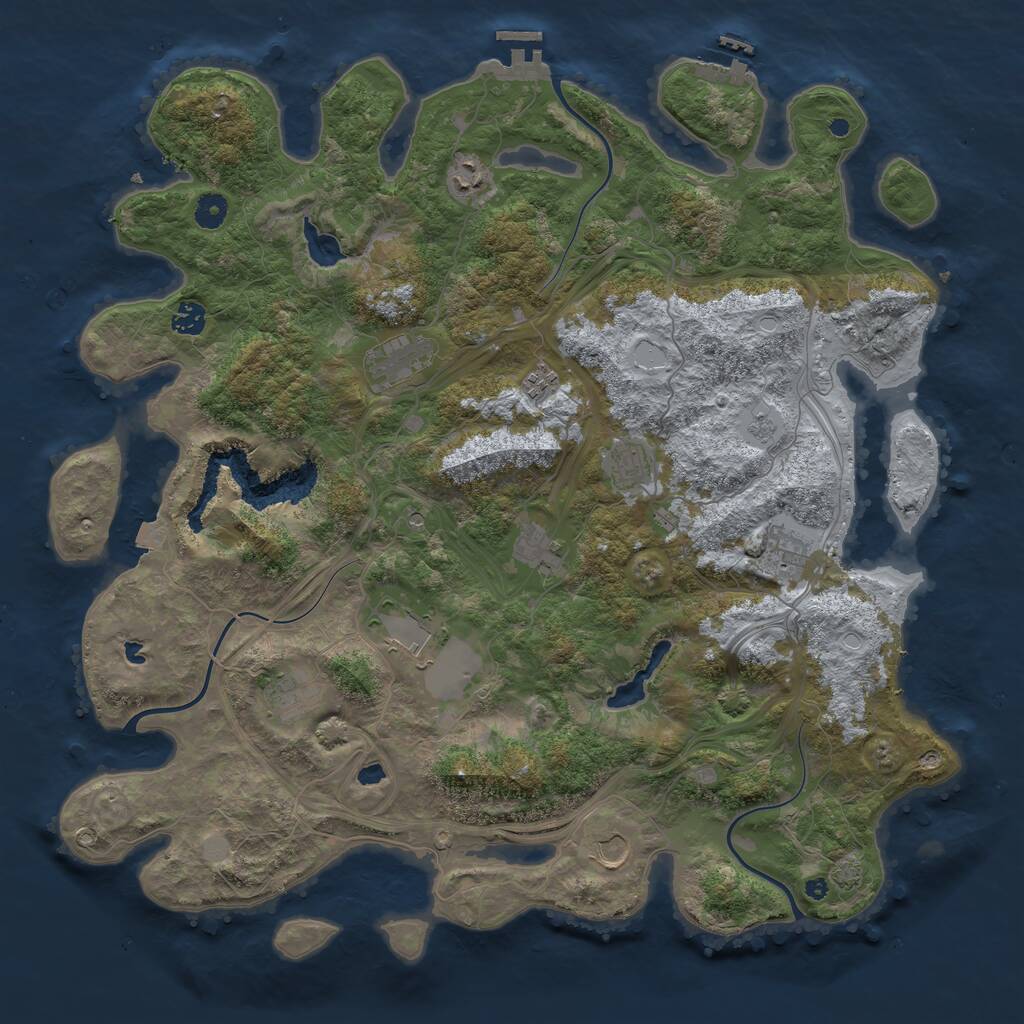 Rust Map: Procedural Map, Size: 4500, Seed: 5510, 16 Monuments