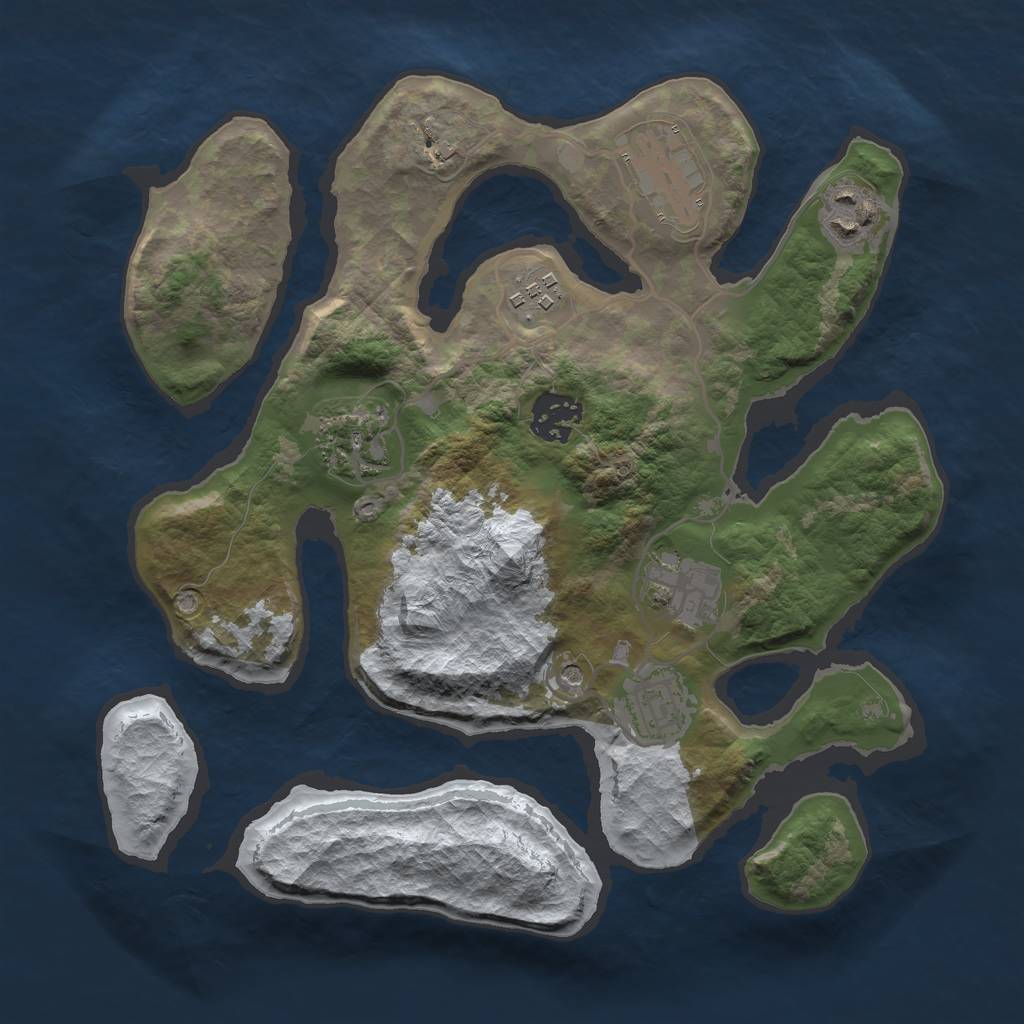 Rust Map: Barren, Size: 3000, Seed: 1378456410, 10 Monuments