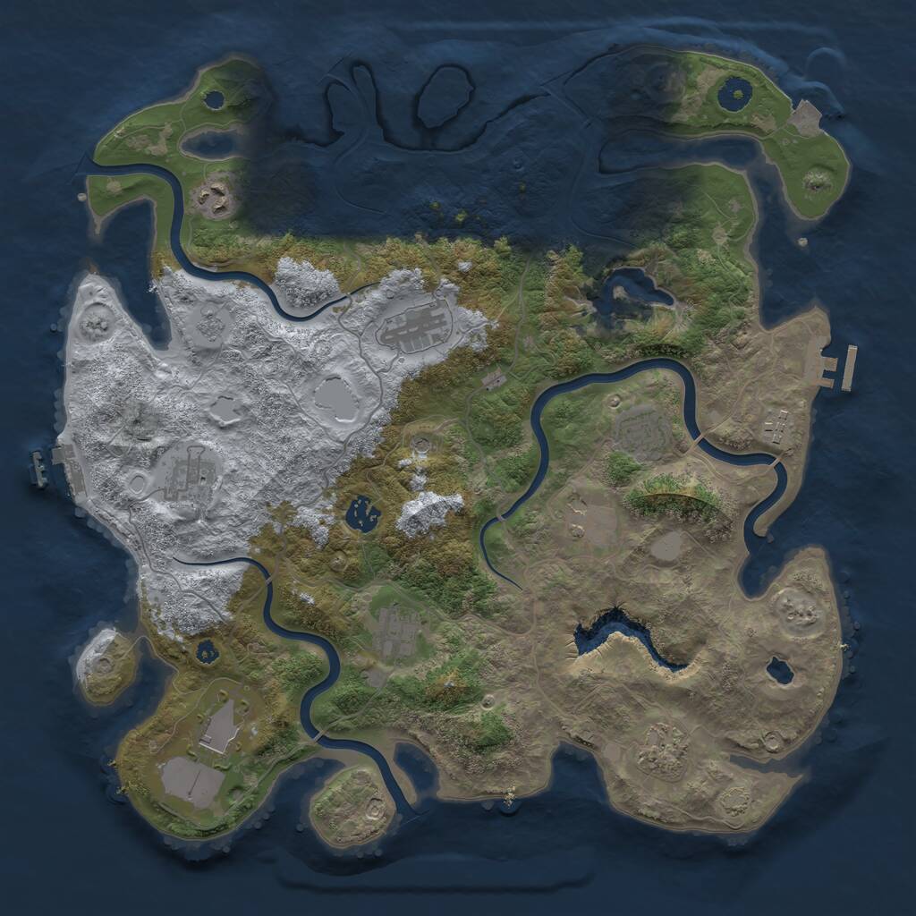 Rust Map: Procedural Map, Size: 4050, Seed: 1388246654, 16 Monuments