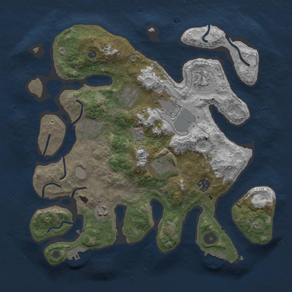Rust Map: Procedural Map, Size: 3500, Seed: 1127276155, 16 Monuments