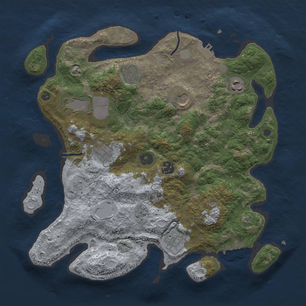 Rust Map: Procedural Map, Size: 3500, Seed: 554931155, 17 Monuments