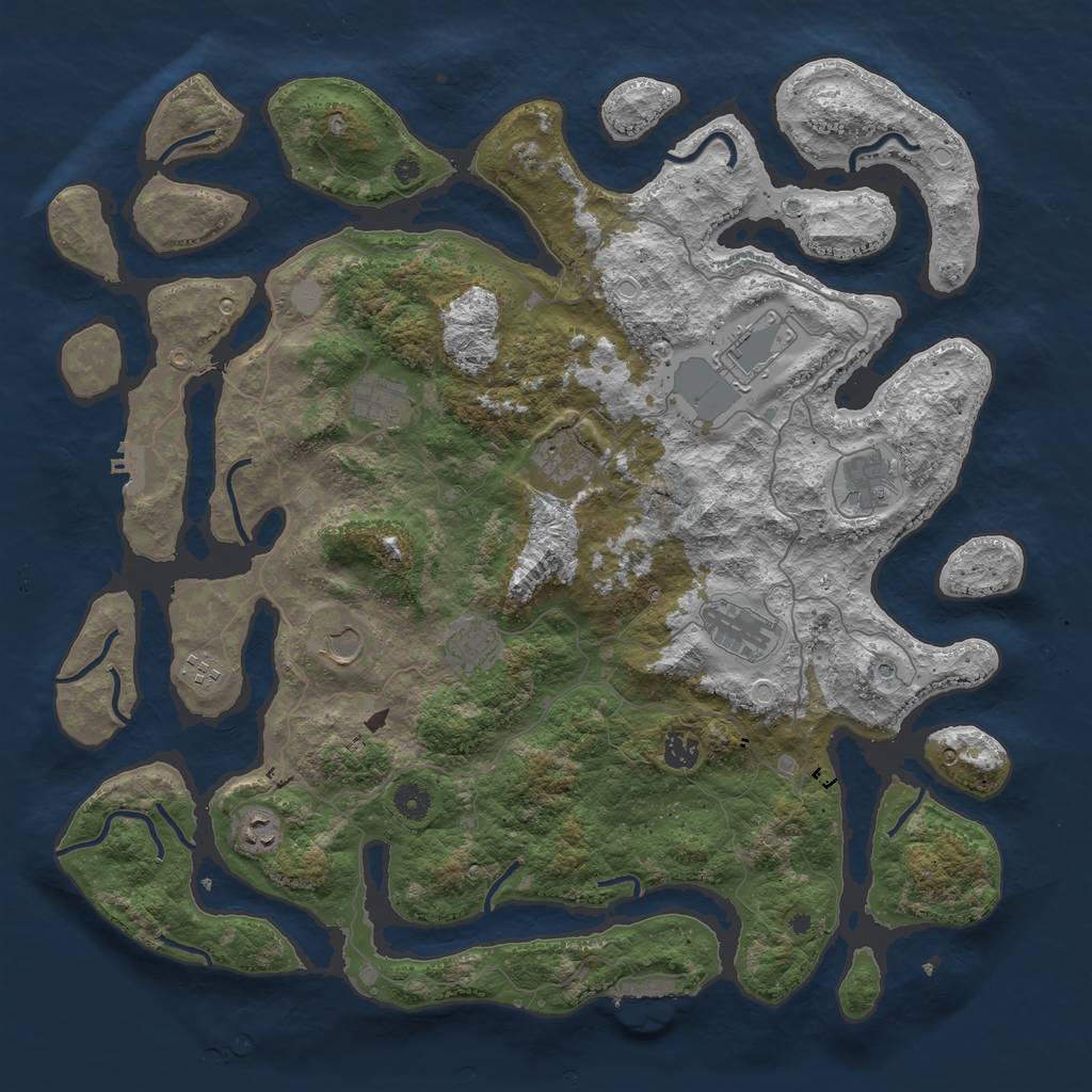 Rust Map: Procedural Map, Size: 4500, Seed: 1922059481, 18 Monuments