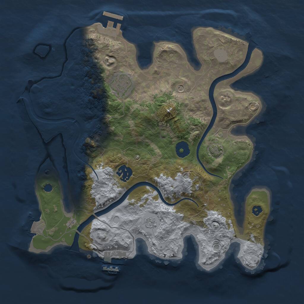 Rust Map: Procedural Map, Size: 3000, Seed: 87710293, 9 Monuments