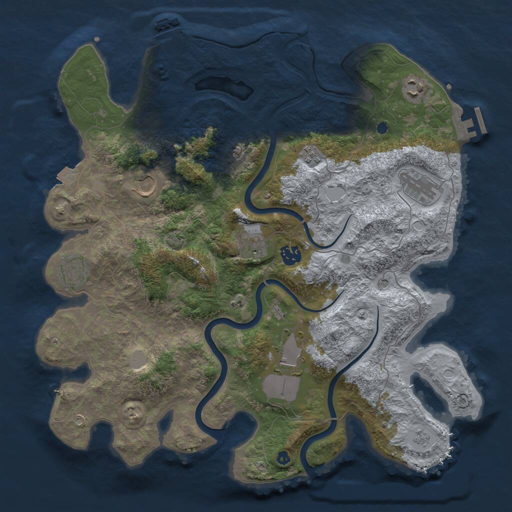 Rust Map: Procedural Map, Size: 3750, Seed: 1620677053, 14 Monuments