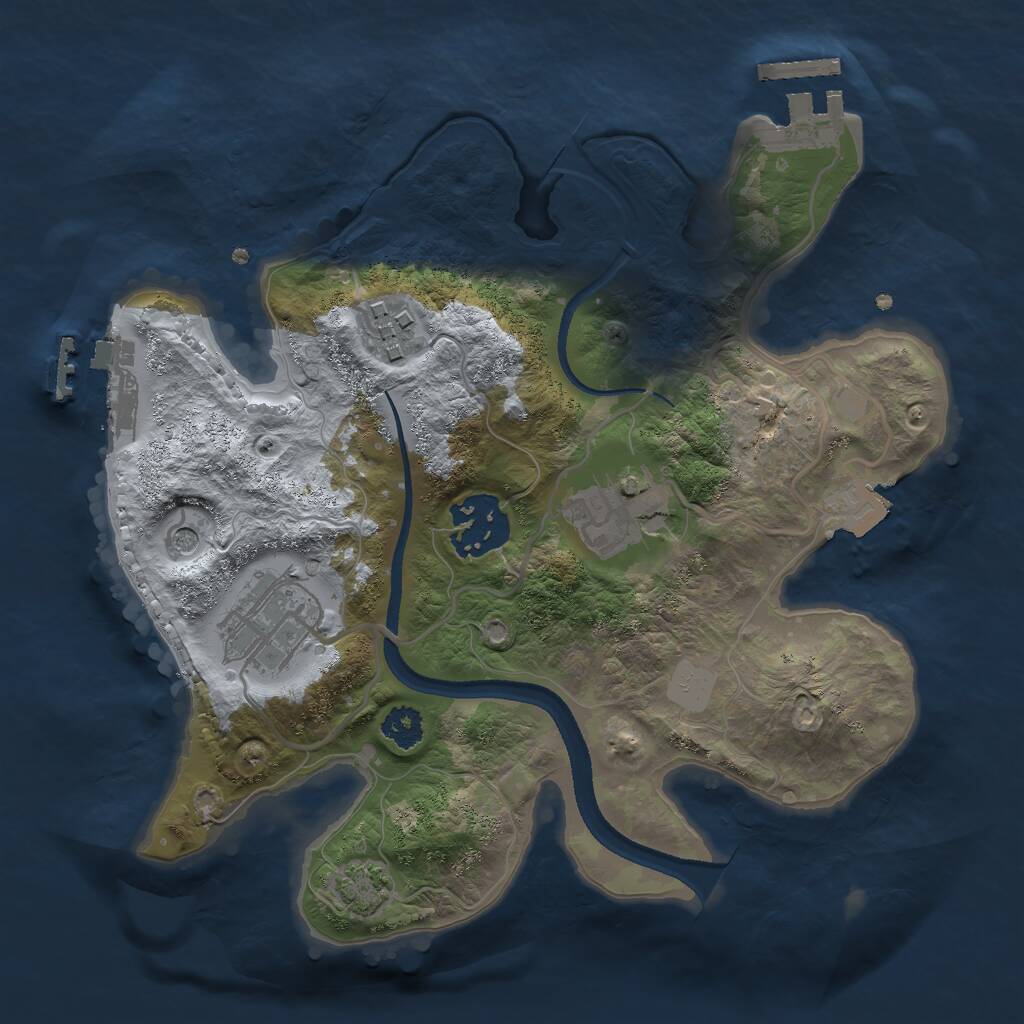 Rust Map: Procedural Map, Size: 2500, Seed: 2073438051, 9 Monuments